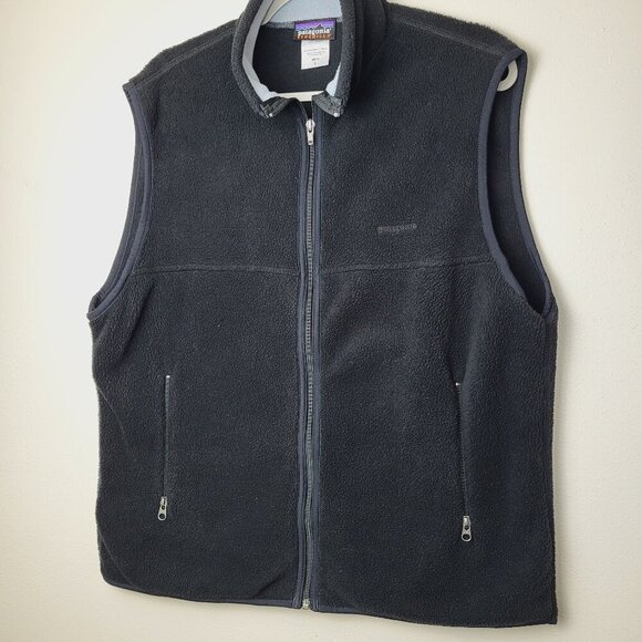 Patagonia Synchilla Fleece Vest Black Full Zip Men's Size‎ Large - Picture 1 of 9